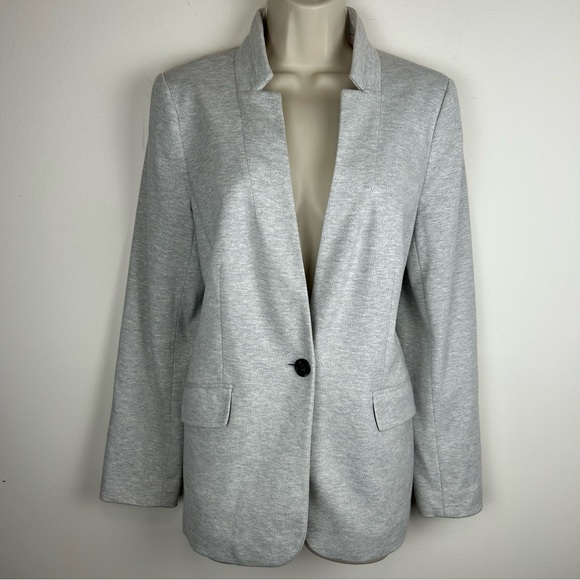 Talbots Women’s Gray Knit One-Button Blazer Jacket Lined Career Casual - Picture 1 of 15